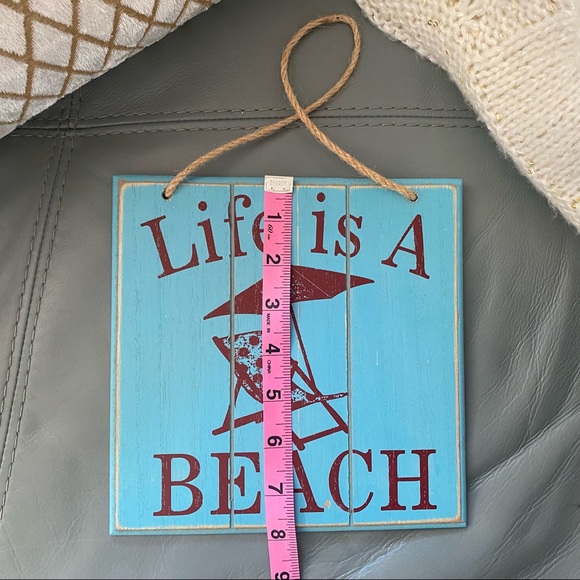 Beachy & Cute LIFE IS A BEACH Wood Rope COASTAL Art WALL Decor HANGING - Picture 6 of 6